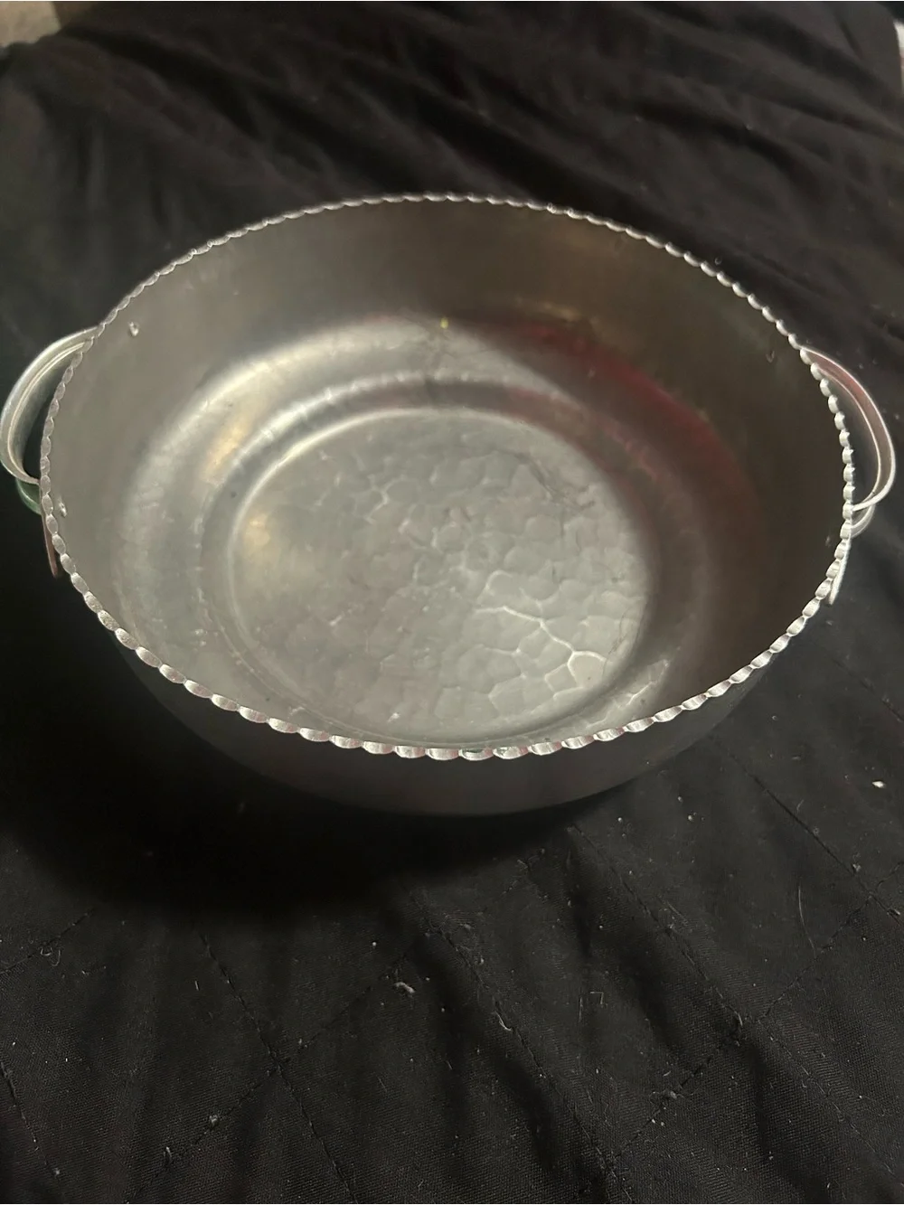 Metal Serving Bowl with Scalloped Edge - Silver